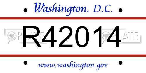 R42014 District Of Columbia License Plate