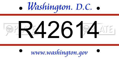 R42614 District Of Columbia License Plate