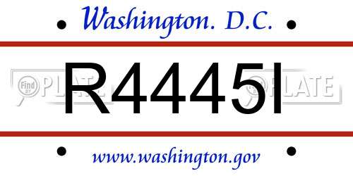 R4445I District Of Columbia License Plate