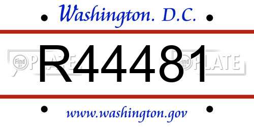 R44481 District Of Columbia License Plate