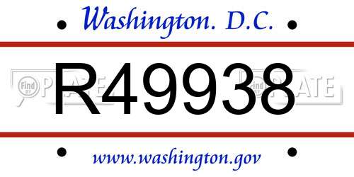 R49938 District Of Columbia License Plate