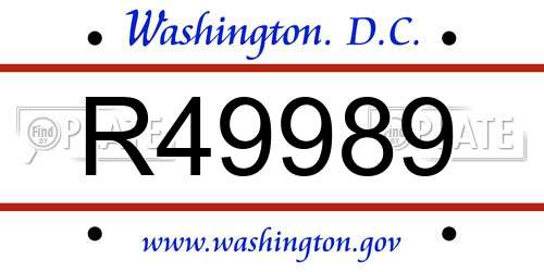 R49989 District Of Columbia License Plate