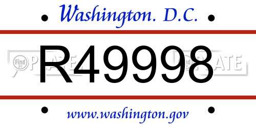 R49998 District Of Columbia License Plate