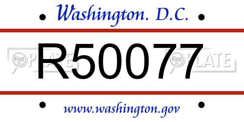 R50077 District Of Columbia License Plate