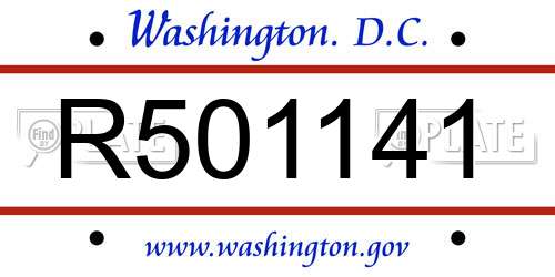 R501141 District Of Columbia License Plate