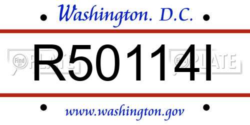 R50114I District Of Columbia License Plate