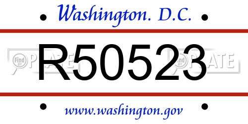 R50523 District Of Columbia License Plate