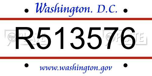 R513576 District Of Columbia License Plate