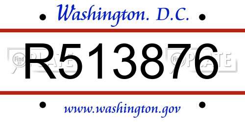 R513876 District Of Columbia License Plate