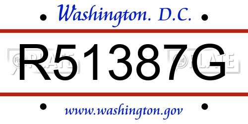 R51387G District Of Columbia License Plate