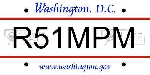 R51MPM District Of Columbia License Plate