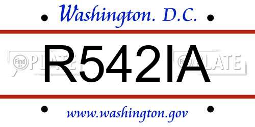 R542IA District Of Columbia License Plate