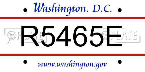 R5465E District Of Columbia License Plate