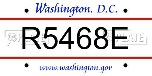 R5468E District Of Columbia License Plate