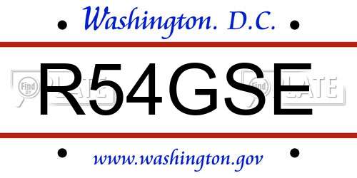 R54GSE District Of Columbia License Plate