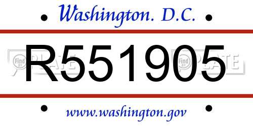 R551905 District Of Columbia License Plate