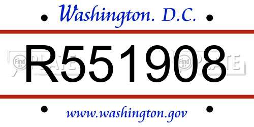 R551908 District Of Columbia License Plate