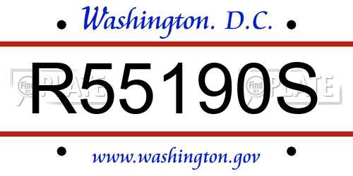 R55190S District Of Columbia License Plate