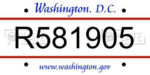 R581905 District Of Columbia License Plate