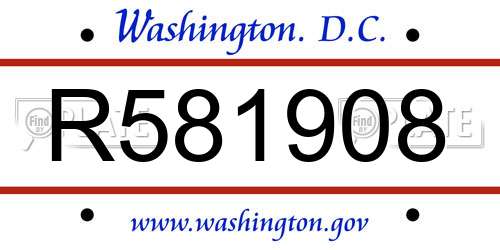R581908 District Of Columbia License Plate