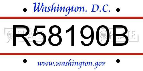 R58190B District Of Columbia License Plate