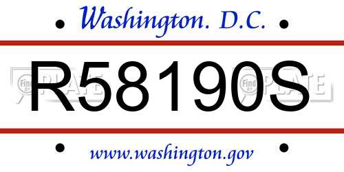 R58190S District Of Columbia License Plate