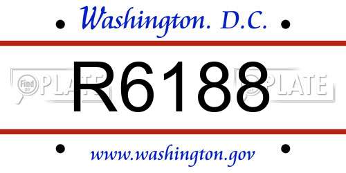 R6188 District Of Columbia License Plate