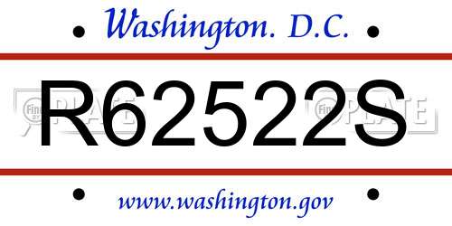 R62522S District Of Columbia License Plate