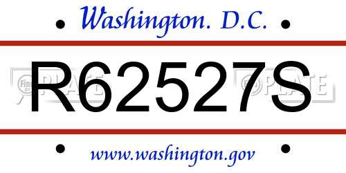 R62527S District Of Columbia License Plate