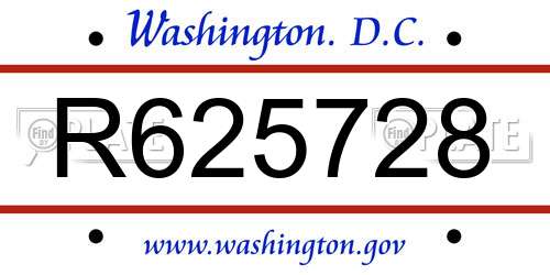 R625728 District Of Columbia License Plate