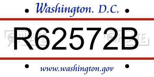 R62572B District Of Columbia License Plate