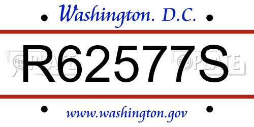 R62577S District Of Columbia License Plate