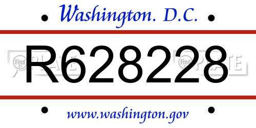 R628228 District Of Columbia License Plate