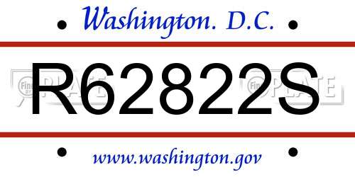 R62822S District Of Columbia License Plate