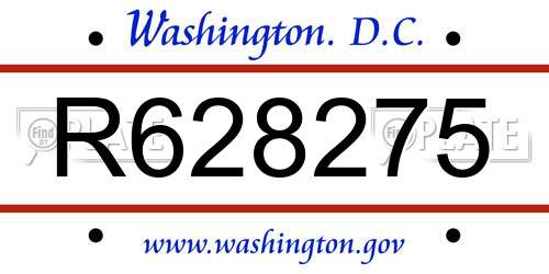 R628275 District Of Columbia License Plate