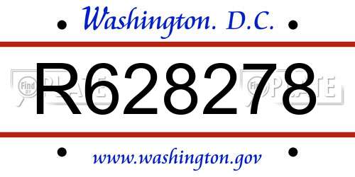 R628278 District Of Columbia License Plate