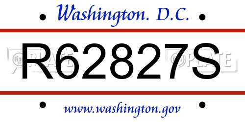 R62827S District Of Columbia License Plate