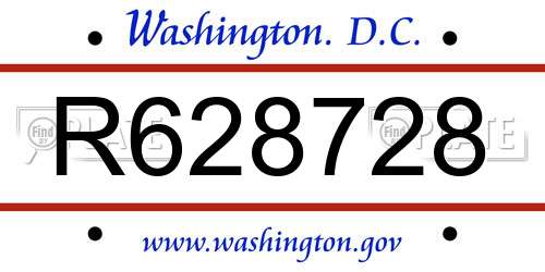 R628728 District Of Columbia License Plate