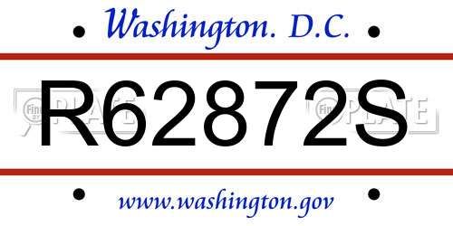 R62872S District Of Columbia License Plate