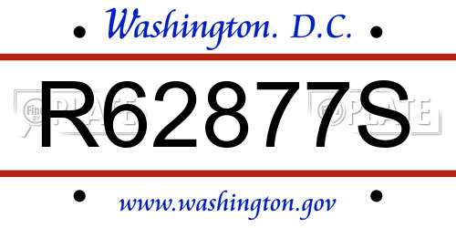 R62877S District Of Columbia License Plate