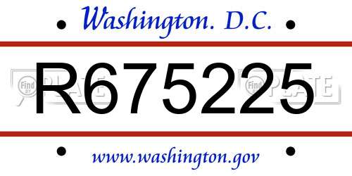 R675225 District Of Columbia License Plate