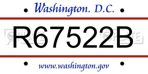 R67522B District Of Columbia License Plate