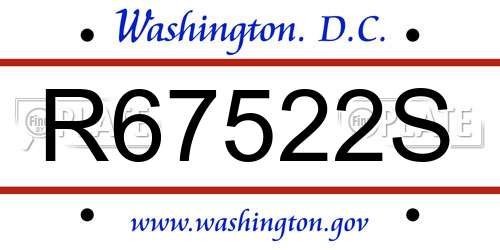 R67522S District Of Columbia License Plate