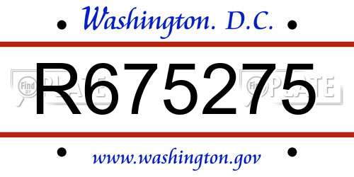 R675275 District Of Columbia License Plate
