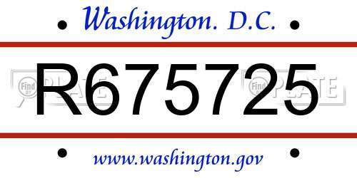 R675725 District Of Columbia License Plate