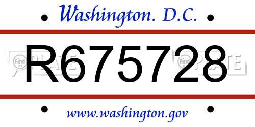 R675728 District Of Columbia License Plate
