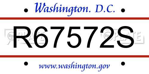 R67572S District Of Columbia License Plate