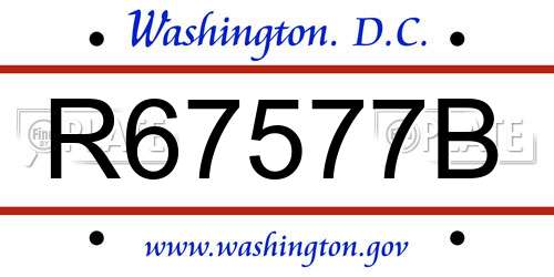 R67577B District Of Columbia License Plate