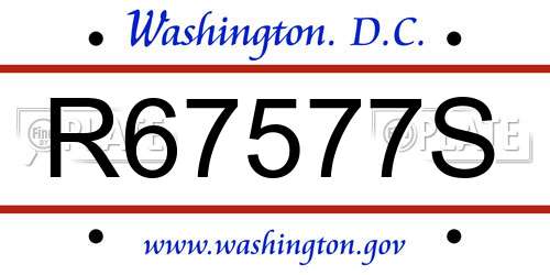 R67577S District Of Columbia License Plate