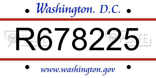 R678225 District Of Columbia License Plate